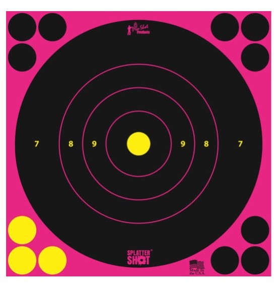 PROSHOT SPLATTER SHOT 8IN PINK BULLSEYE TARGET - PEEL AND STICK - 6 PACK 8B-PINK-6PK - 556 Black Friday Promotion